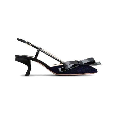 GIÀY Roger Vivier Women Virgule Bow Slingback Pumps in Fabric-Black