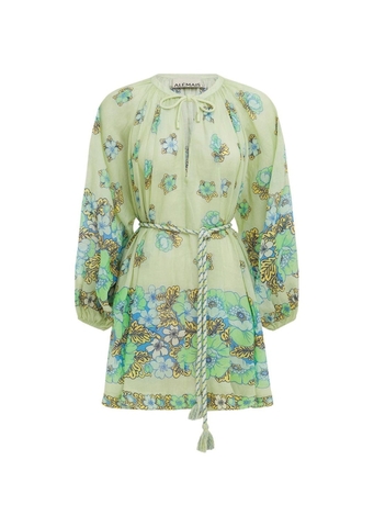 VÁY ALEMAIS HỌA TIẾT HOA LÁ XANH ALEMAIS RAMIE VELMA IN COTTON High Classy