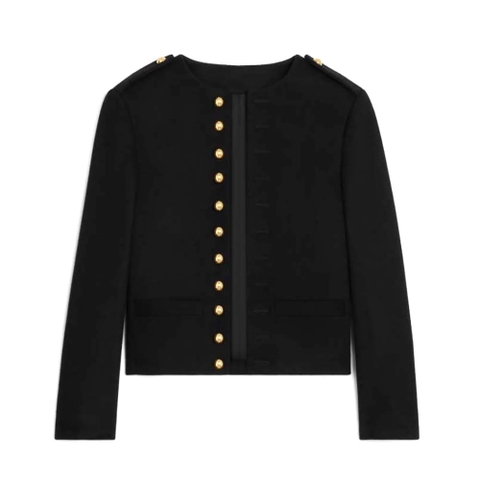 ÁO Celine Women Military Jacket in Wool Cloth-Black