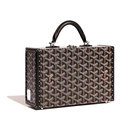 TÚI Goyard Women Sac Malle Grand Hôtel in Goyardine Canvas & Clamecy Calfskin-Black
