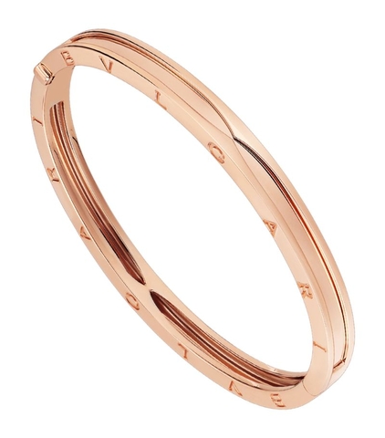 Vòng tay BVLGARI Rose Gold and Steel B.Zero1 Bangle vàng hồng18K