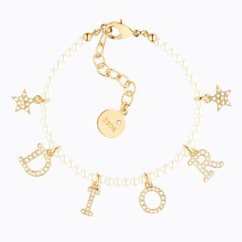 Vòng cổ Dior Women Dio(r)evolution Bracelet Gold-Finish Metal White Resin Pearls and White Crystals