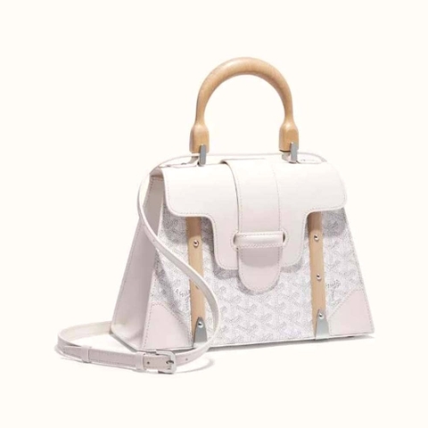 TÚI Goyard Women Sac Saïgon PM in Toile Goyardine & Clamecy Calfskin-White