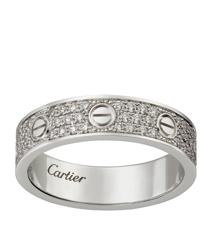 Nhẫn CARTIER White Gold and Diamond-Paved LOVE Wedding Band vàng trắng 18K