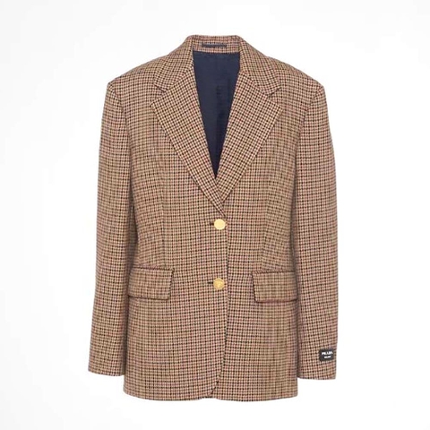 ÁO Prada Women Single-breasted Houndstooth Check Jacket