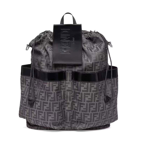 BALO Fendi Men Strike Large FF Jacquard Fabric Backpack-Gray