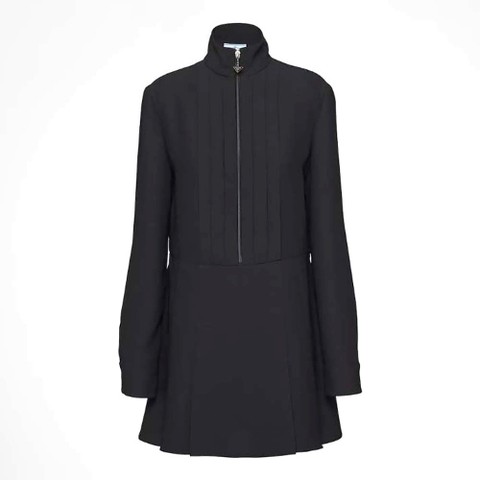 VÁY Prada Women Satin Sablé Mini-dress with Enameled Metal Triangle Logo