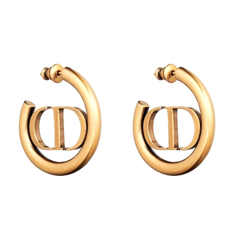 Bông tai Dior Women 30 Montaigne Hoop Earrings Antique Gold-Finish Metal
