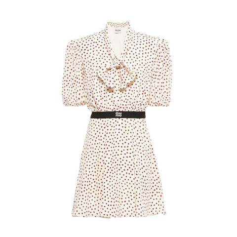 VÁY Miu Miu Women Crepe De Chine Mini-Dress with Heart Print