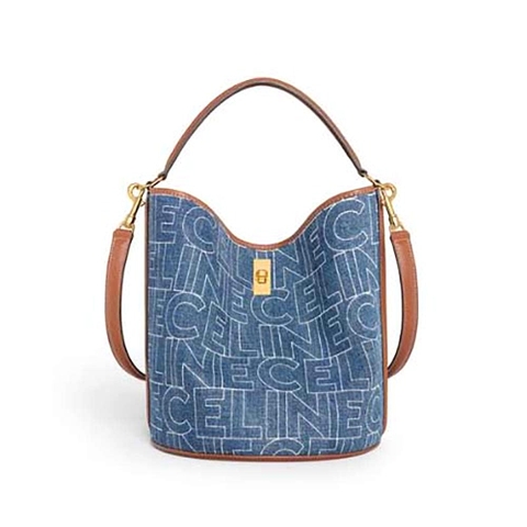 TÚI Celine Women Bucket 16 Bag in Denim with Celine All-Over Print-Navy