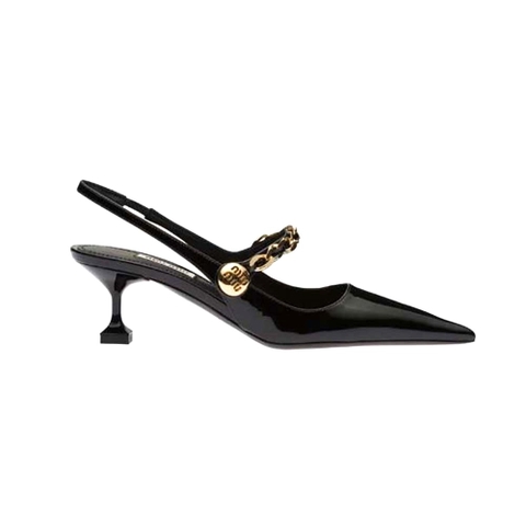 GIÀY Miu Miu Women Patent Leather Slingback Pumps in 55mm Heel Height-Black