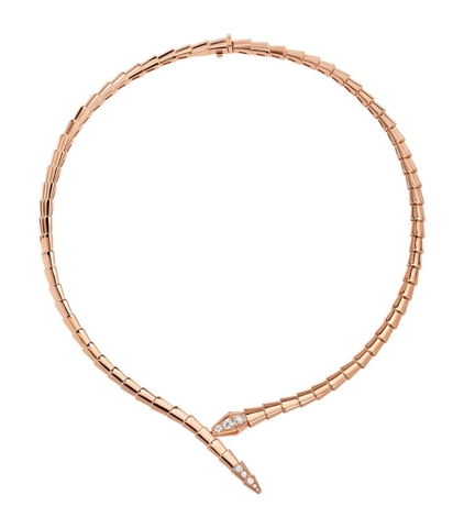 Vòng cổ BVLGARI Rose Gold and Diamond Serpenti Viper Necklace vàng hồng 18K