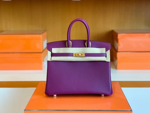 Túi Hermes Birkin Swift actiniae purple Handmade khâu tay 25cm