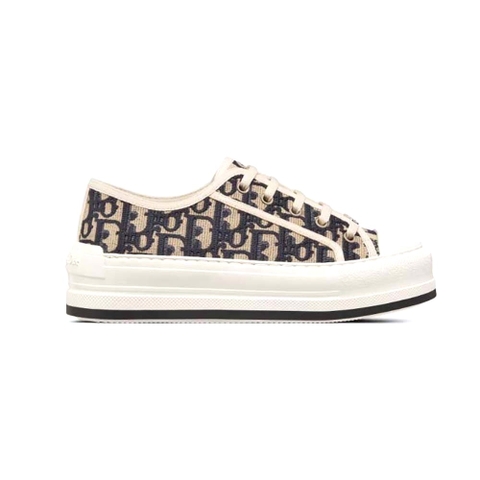 GIÀY Dior Women Walk’n’dior Platform Sneaker Deep Blue Dior Oblique Embroidered Cotton
