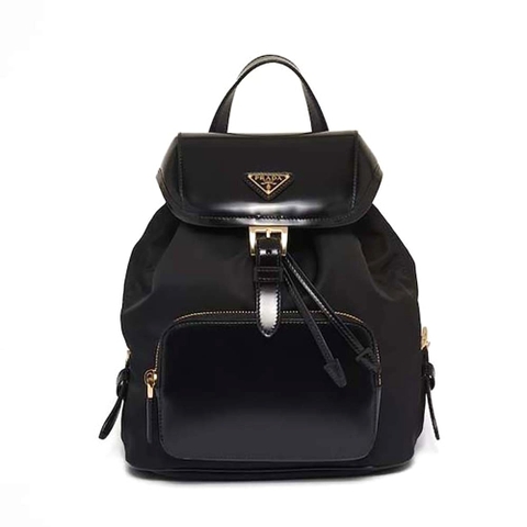 BALO Prada Women Re-Nylon and Brushed Leather Backpack-Black