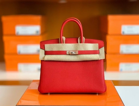 Túi Hermes Birkin Togo Bright Red Handmade khâu tay 25cm