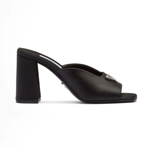 GUỐC Prada Women High-Heeled Satin Slides-Black