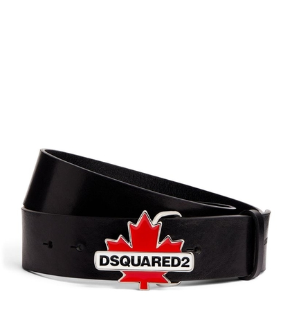 DÂY LƯNG DSQUARED2  Leather Canada Leaf-Buckle Belt khóa lá sồi Canada