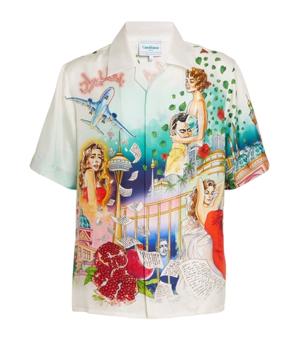 ÁO CASABLANCA  Silk Graphic Print Short-Sleeve Shirt