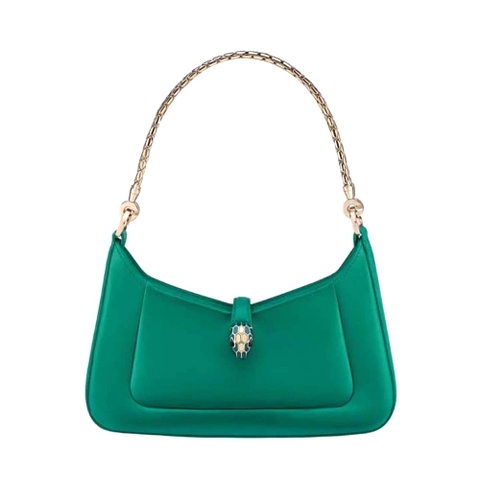 TÚI BVLGARI Women Serpenti Baia Small Shoulder Bag in Calf Leather-Green