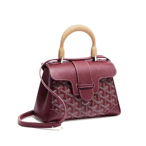 TÚI Goyard Women Sac Saïgon Souple Mini in Toile Goyardine & Chevroches Calfskin-Maroon
