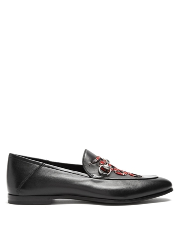 GIÀY GUCCI Brixton snake-appliqué leather loafers