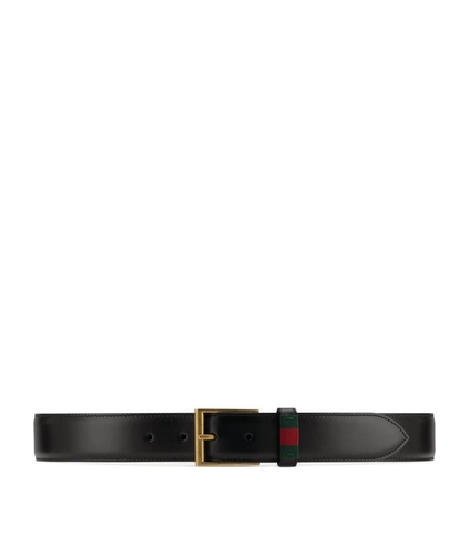 DÂY LƯNG GUCCI Leather Web Stripe Belt khóa vàng