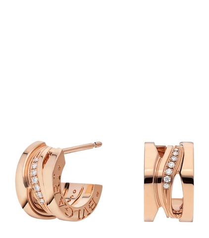 Bông tai BVLGARI Rose Gold and Diamond B.zero1 Earrings vàng hồng 18K