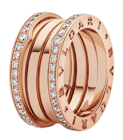 Nhẫn BVLGARI Rose Gold and Diamond B.zero1 Four-Band Ring vàng hồng 18K