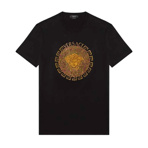 ÁO VERSACE Embellished Medusa T-shirt in Cotton-Black Unisex