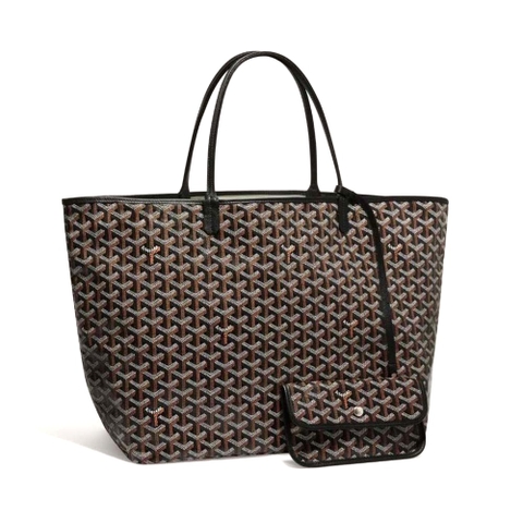 TÚI Goyard Women Sac Saint Louis GM in Goyardine Canvas & Chevroches Calfskin-Black