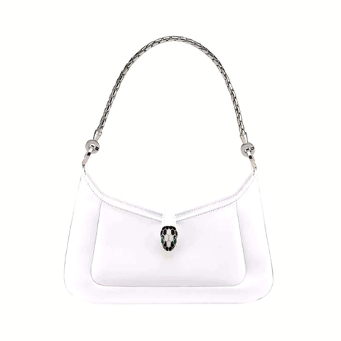TÚI BVLGARI Women Serpenti Baia Small Shoulder Bag in Calf Leather-White