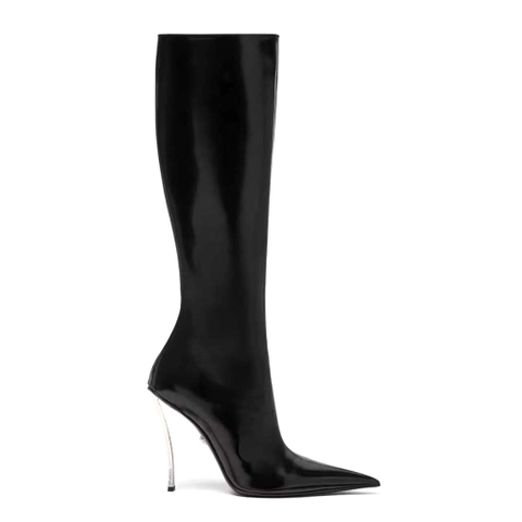GIÀY Versace Women Pin-point Knee-high Boots-105 mm Heel Height-Black