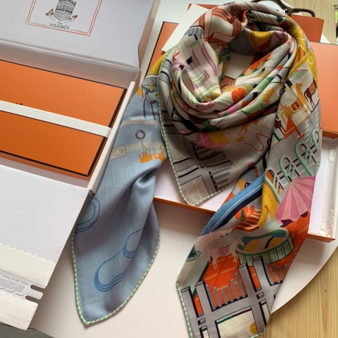 KHĂN HERMES H Family cashmere scarf