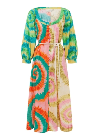 VÁY ALEMAIS HỌA TIẾT CỔ TRÒN IN COTTON High Classy