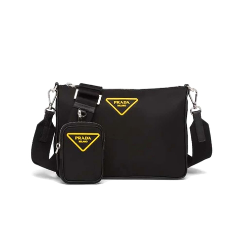 TÚI Prada Men Nylon Cross-Body Bag with External Zipper Pocket-Black