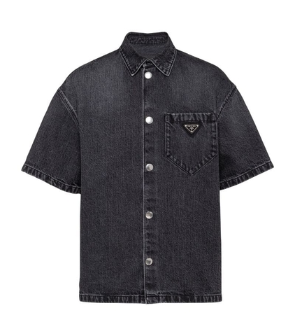 ÁO PRADA  Denim Triangle Shirt