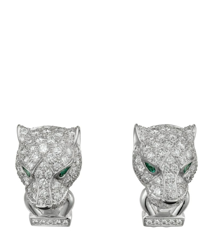 Bông tai CARTIER White Gold, Diamond, Emerald and Onyx Panthère de Cartier Earrings vàng trắng 18K