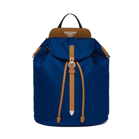 BALO Prada Women Nylon and Saffiano Leather Backpack-Blue
