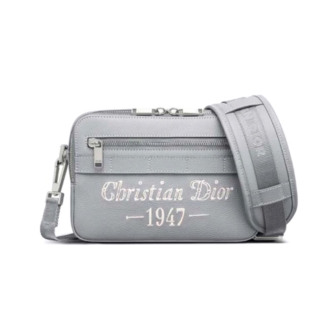 TÚI DIOR Safari Messenger Bag Dior Gray Grained Calfskin with Christian Dior 1947 Signature