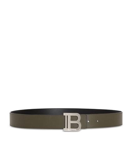 DÂY LƯNG BALMAIN  Leather Reversible B-Buckle Belt khóa trắng