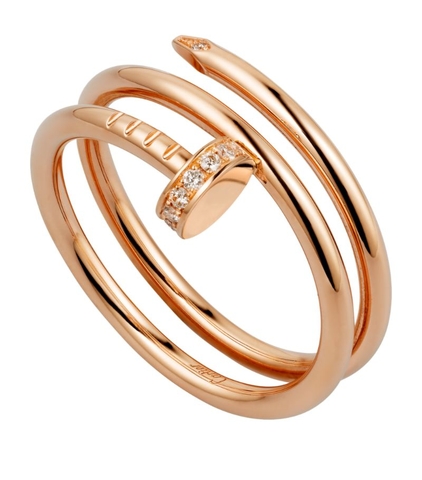 Nhẫn CARTIER Rose Gold and Diamond Double Juste Un Clou Ring vàng hồng 18K