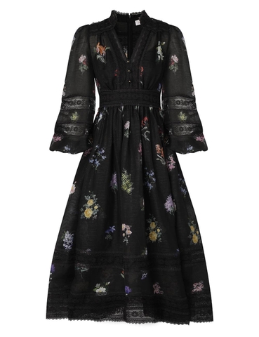 VÁY ZIMMERMANN Vintage Flower Black Long Dress High Classy