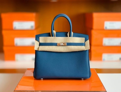 Túi Hermes Birkin Togo Deep blue Handmade khâu tay 25cm