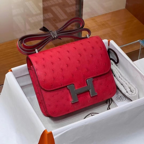 TÚI HERMES Constance Rouge Ostrich Leather da đà điểu 19CM(giá liên hệ)