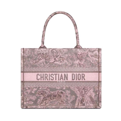 TÚI Dior Women Medium Dior Book Tote Pink Multicolor Toile de Jouy Voyage Embroidery