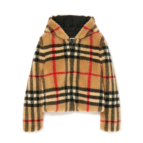 ÁO Burberry Check Fleece Hooded Jacket