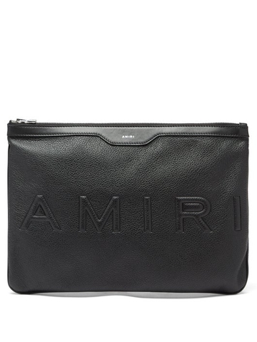 TÚI AMIRI 3D-logo grained-leather pouch