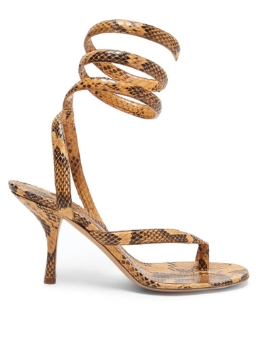 DÉP BOTTEGA VENETAT The Spiral wraparound snake-effect leather sandals