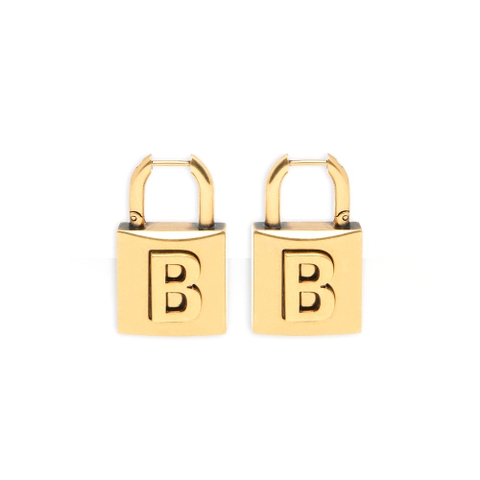 Bông tai Balenciaga Women Lock Small Earrings in Aged-Gold Brass
